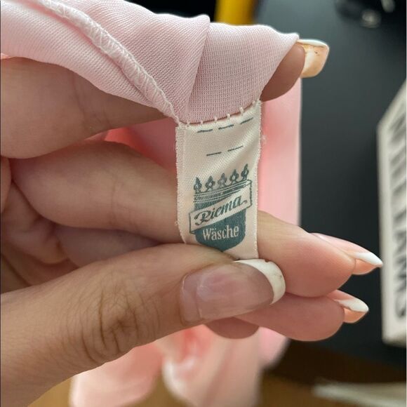 Vintage German Baby Pink Slip Lace Dress SIze Small - Picture 2 of 4